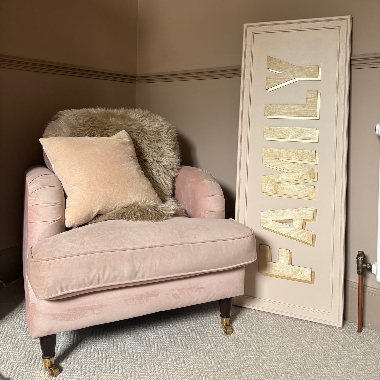 Blush Pink 'Family' - Large Typographic Sign